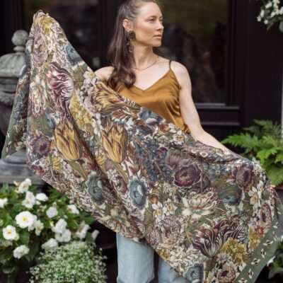 Love Grows Wild Floral Bamboo Scarf with Bees