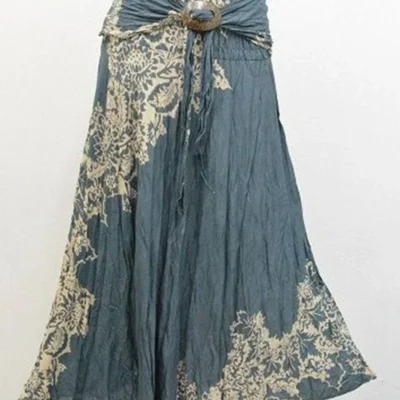 Boho Chic Women's Floral Maxi Skirt High Waisted with Elastic Band Sexy Bohemian Long Skirt for Beach Vacation & Casual Wear