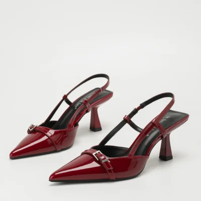 Ladies' Fashion Elegant Patent Leather Pointed-Toe Stilettos, Comfortable Simple and Versatile Thin High Heels