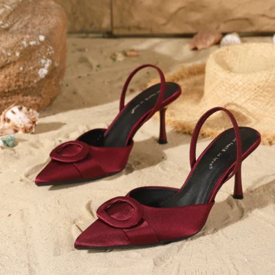2026 Women's Shoes Single Shoes Sandals Spring Fashion Pointed Toe Slingback Summer Ladies Shallow Vamp High Heels